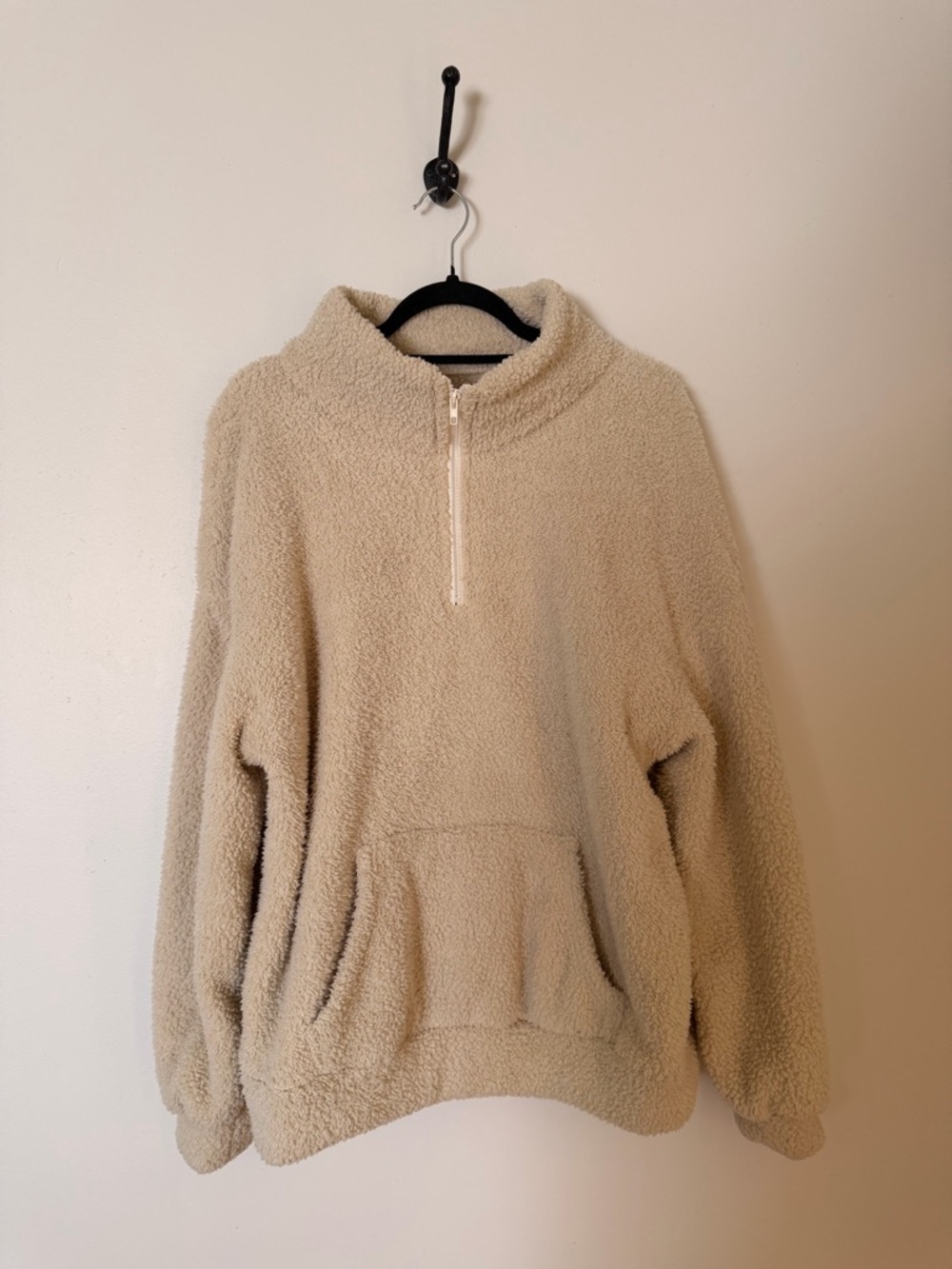 Cozy Half-Zip Sherpa Pullover - Beige